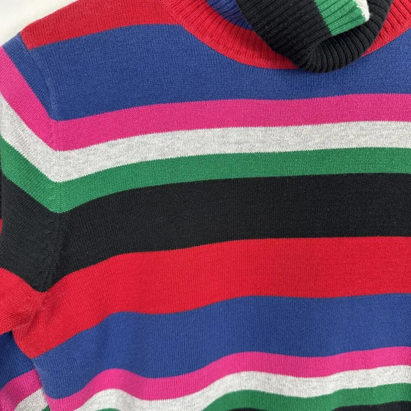 Vintage Y2K Turtleneck bold striped long sleeve cropped sweater SIZE S - Picture 5 of 5
